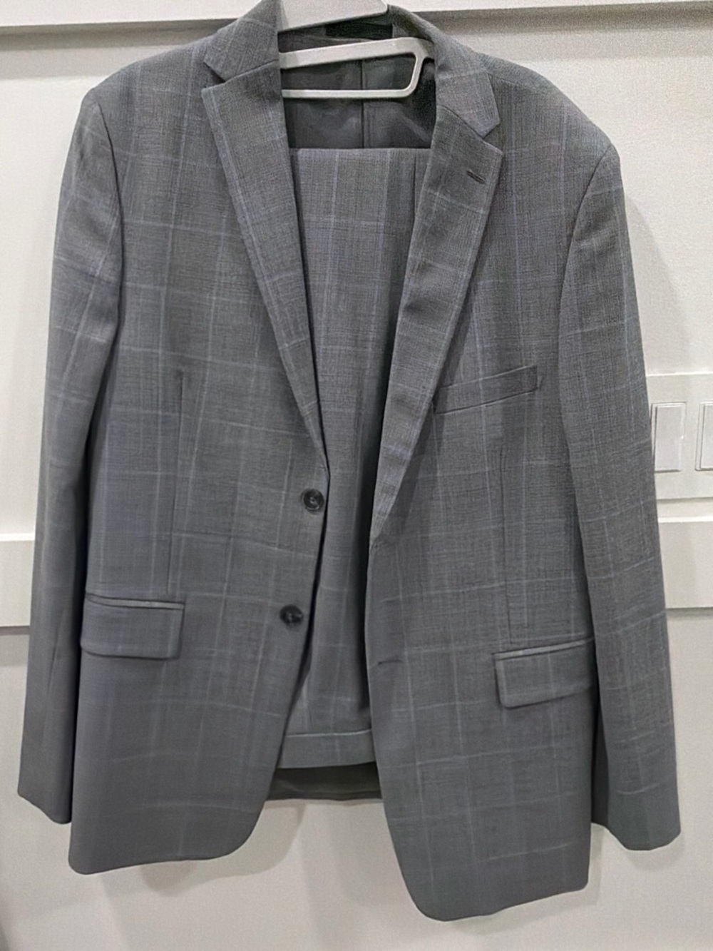 Michael Kors Gray Windowpane Kids Suit Jacket - Classic Tailored Blazer